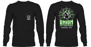 Black Long Sleeve w/Bug on pocket lime green bolt on back